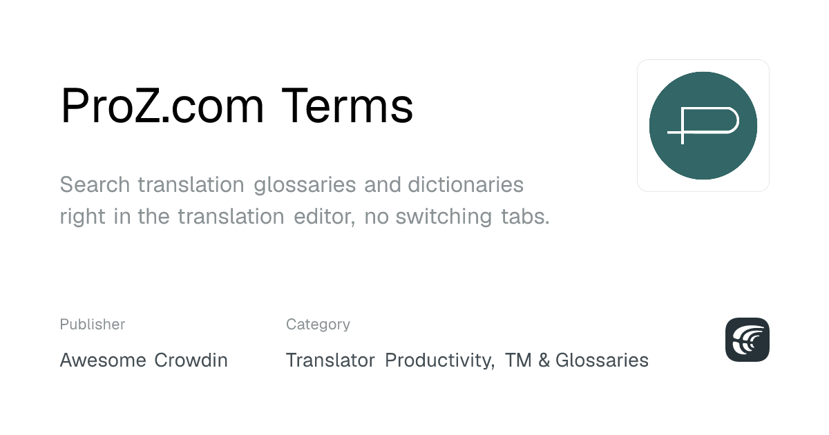 Proze Word ProZ.com Terms + Crowdin